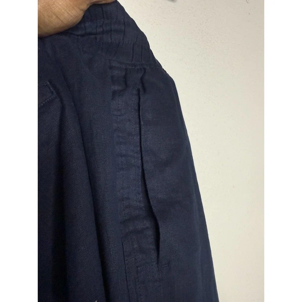 Quince Womens Navy 100% European Linen Wide Leg Pants Size XL Quiet Luxury
